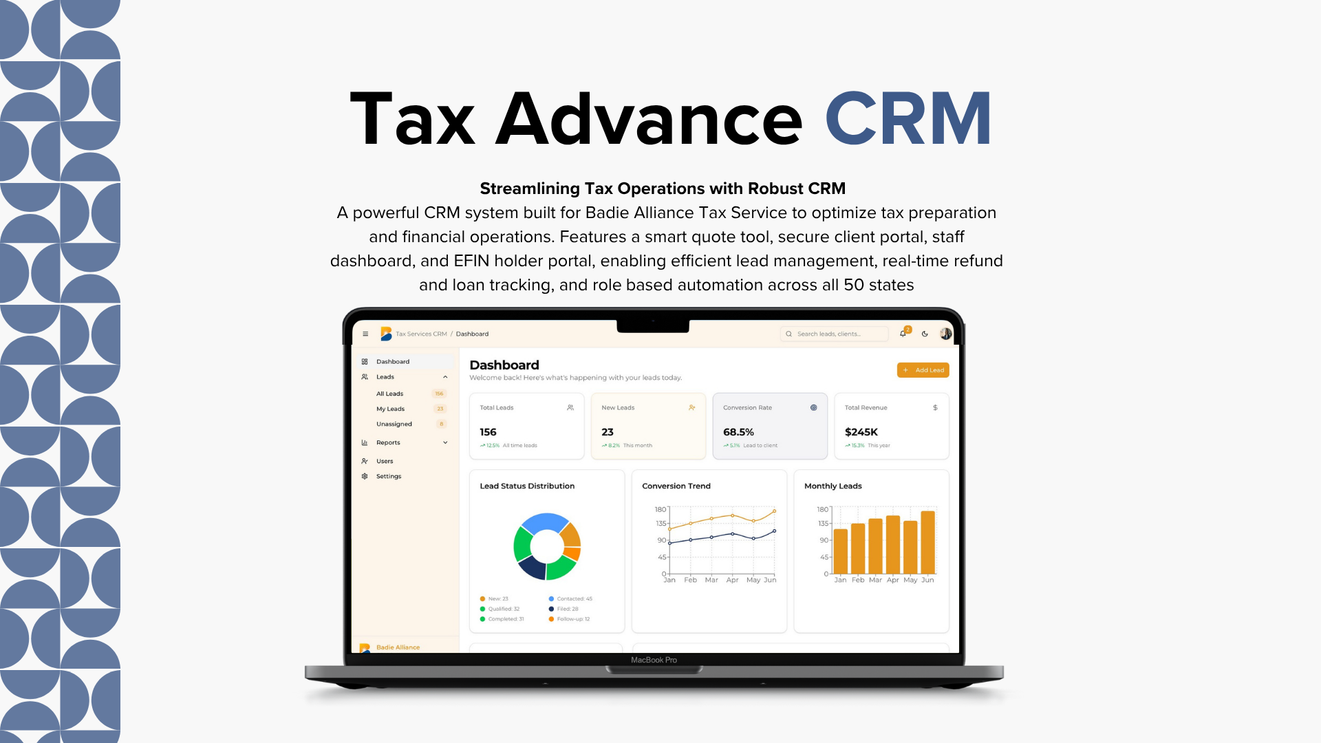 Badie Alliance Tax Service — CRM & Client Portal Platform portfolio deck cover